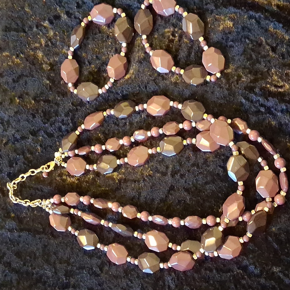 Premier Designs Purple & Black Beaded Necklace With Two Braclets Set